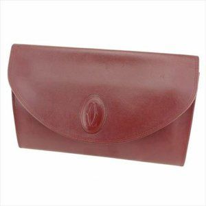 AUTH Cartier Clutch bag Mastline Red leather Woman